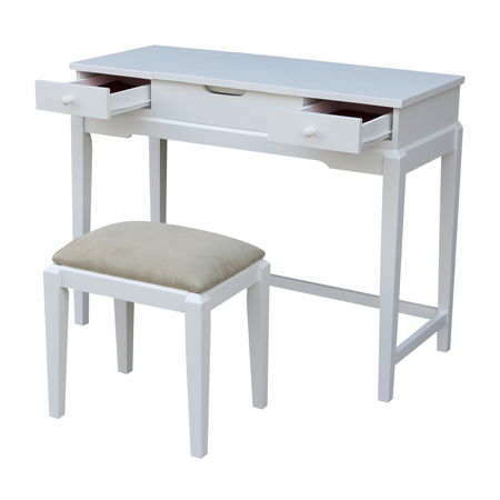 International Concepts Vanity Table with Vanity Bench, Snow White K-BE08-2-DT-2